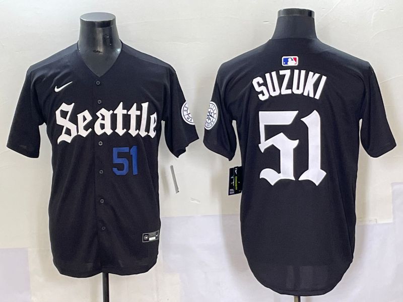 Men 2025 Seattle Mariners 51 Suzuki Five generations Joint Name Nike MLB Jersey style 4